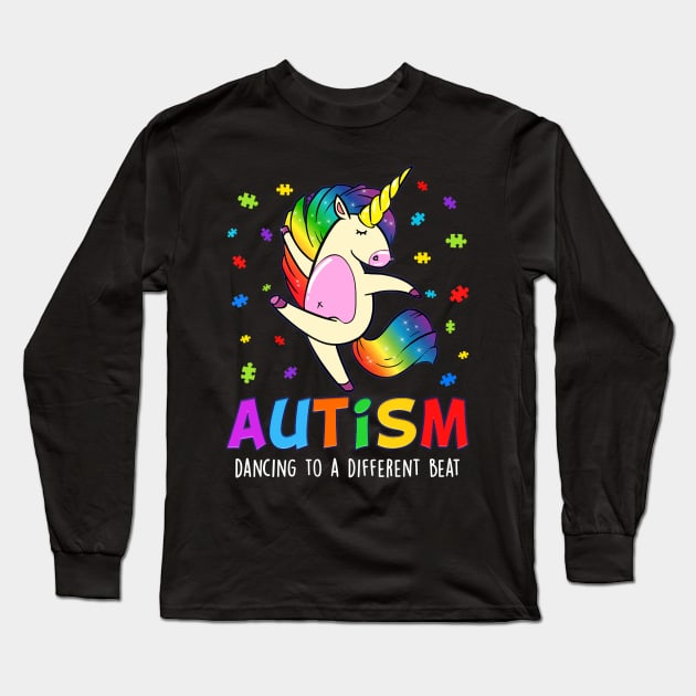 Autism awareness Dabbing unicorn puzzle piece kids Long Sleeve T-Shirt by Lorelaimorris